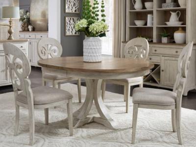 Farmhouse Reimagined 5 Piece Pedestal Table Dining Set - 652-DR-5PDS