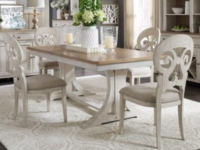 Farmhouse Reimagined 5 Piece Trestle Table Dining Set - 652-DR-5TRS