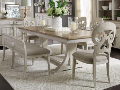 Farmhouse Reimagined 6 Piece Trestle Table Dining Set - 652-DR-6TRS