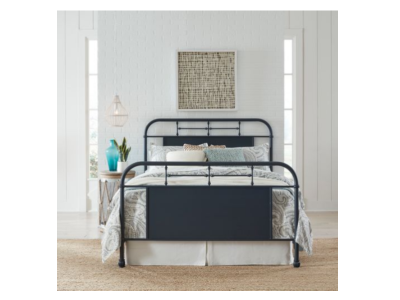 Vintage Queen Metal Bed in Navy - 179-BR13HFR-N