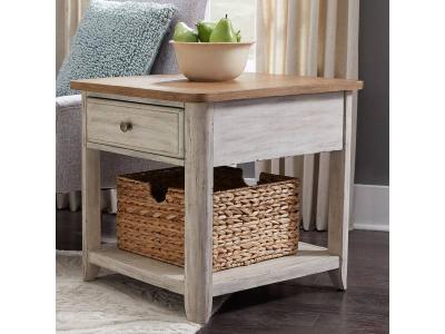 Farmhouse Reimagined End Table with Basket - 652-OT1020