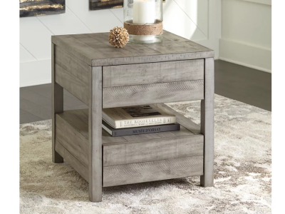Ashley Furniture Krystanza Rectangular End Table in Weathered Gray - T990-3