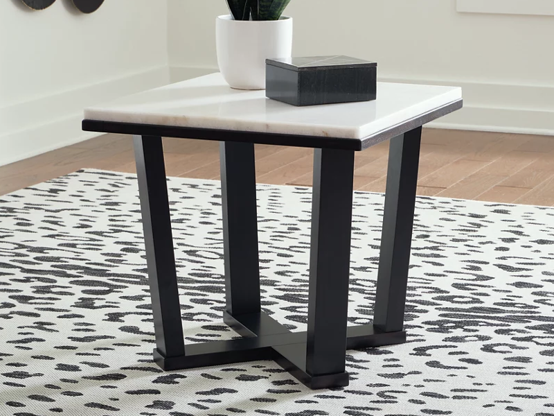 Ashley Furniture Fostead Square End Table in White/Espresso - T770-2