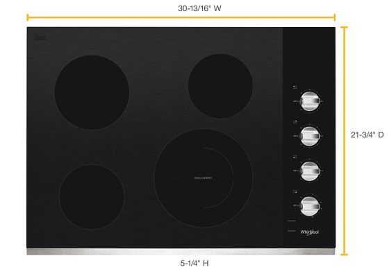 30" Whirlpool Electric Ceramic Glass Cooktop with Dual Radiant Element - WCE55US0HS