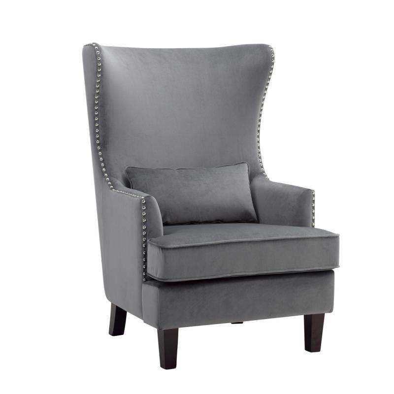 Tonier Collection Accent Chair in Velvet - 1036GY-1