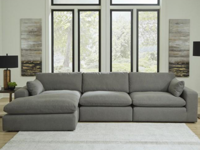 Benchcraft Elyza Fabric 3 Piece Sectional in Smoke - 1000716 / 1000746 / 1000765