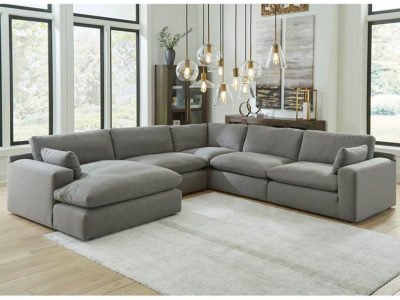 Benchcraft Elyza Fabric 5 Piece Sectional in Smoke - 1000716 / 1000746 / 1000777 / 1000746 / 1000765