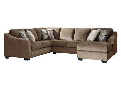Benchcraft Graftin Fabric 3 Piece Sectional with Chaise in Teak - 9110248 / 9110234 / 9110217