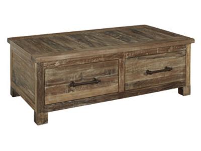 Signature Design by Ashley Randale Cocktail Table with Storage T998-20 Distressed Brown