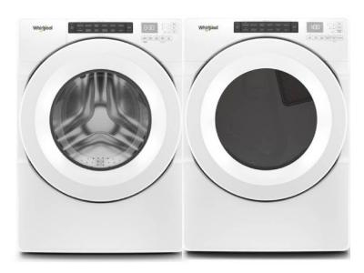 27" Whirlpool 5.0 cu.ft I.E.C. Closet Depth Front Load Washer and 7.4 cu.ft Front Load Electric Dryer - WFW560CHW-YWED560LHW