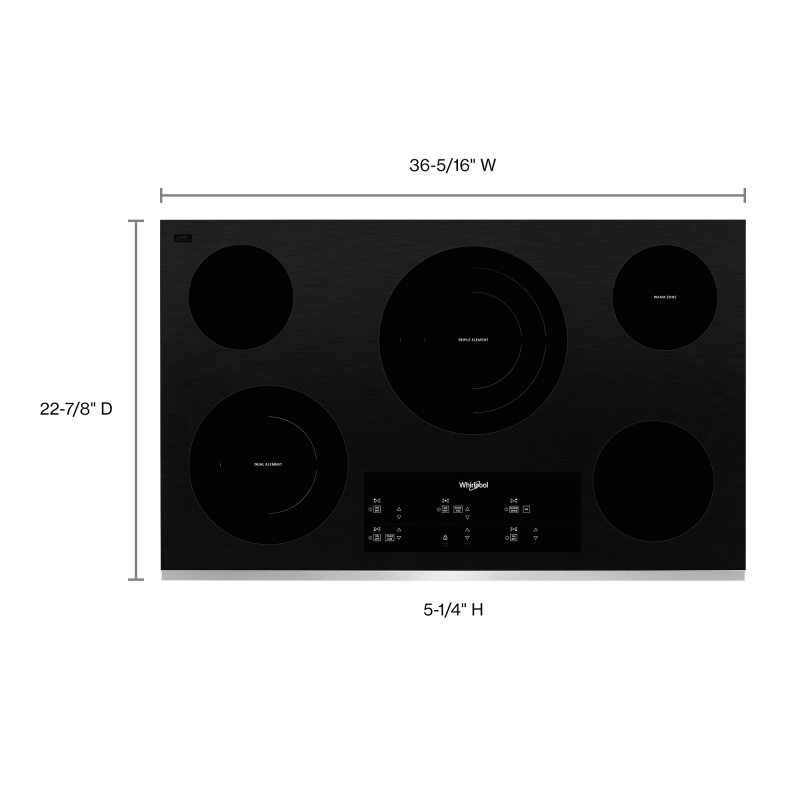 36" Whirlpool Electric Ceramic Glass Cooktop with Triple Radiant Element  - WCE97US6KS