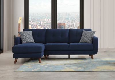 Noma Collection 2 Piece Sectional With Left Side Chaise in Lapis Blue - 9591BLSS