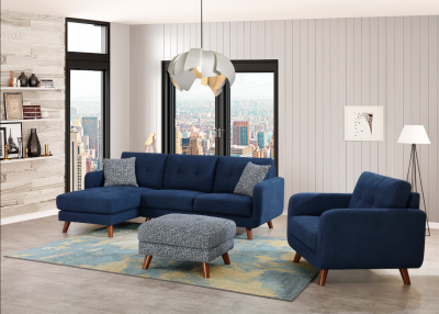 Noma Collection 2 Piece Sectional With Left Side Chaise in Lapis Blue - 9591BLSS