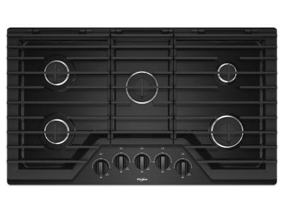 36" Whirlpool Gas Cooktop With EZ-2-Lift Hinged Cast-Iron Grates - WCG55US6HB