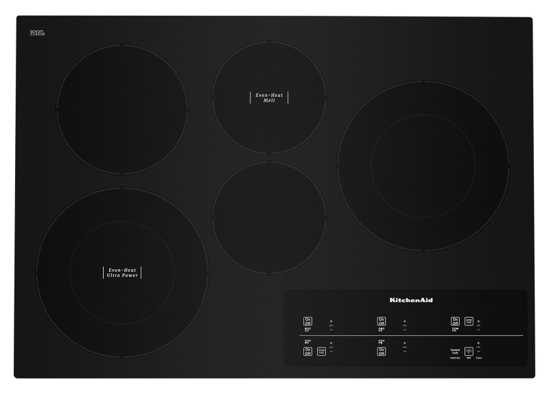 30" KitchenAid Electric Cooktop with 5 Elements and Touch-Activated Controls - KCES950KBL