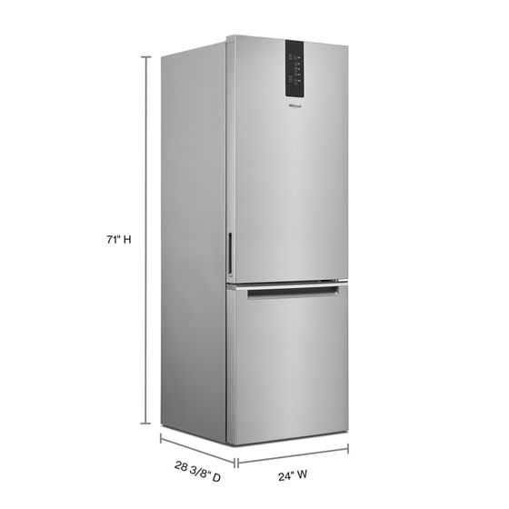 24" Whirlpool 12.9 Cu. Ft. Fingerprint Resistant Stainless Steel Bottom Freezer Refrigerator - WRB543CMJZ