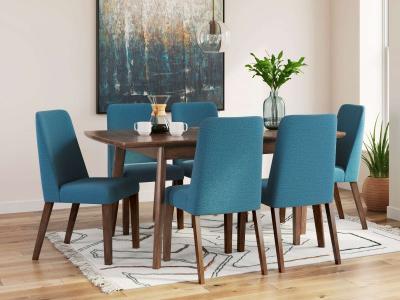 Lyncott 6 Piece Rectangular Dining Set - D615-7PC-BL-K Blue Side Chairs