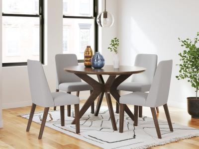 Lyncott 5 Piece Round Dining Set - D615-5PC-LG-K Gray Chairs