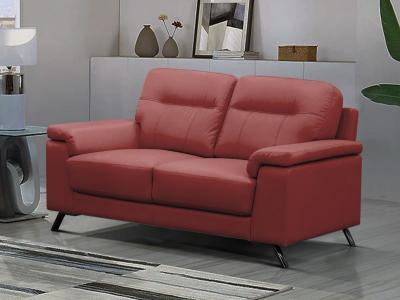 Bellmar Cherry Red Leather Loveseat - BELLMAR-LOVE-1185