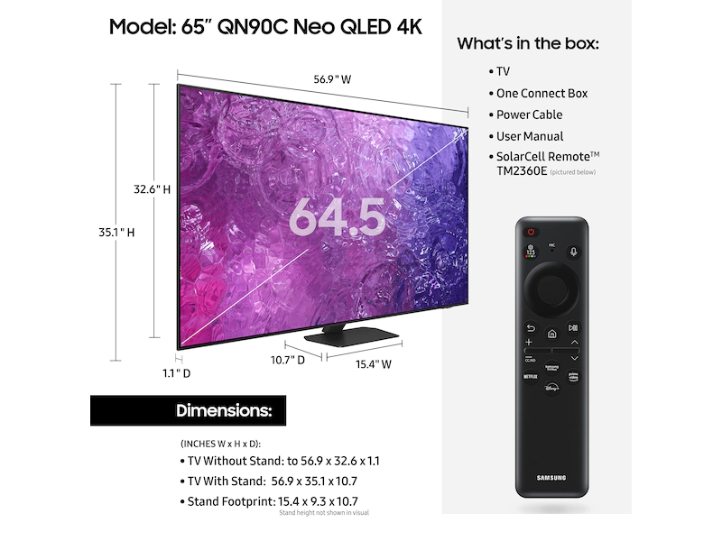 Samsung QN65QN90CAFXZC 65" QN90C Series 4K Neo QLED Smart TV