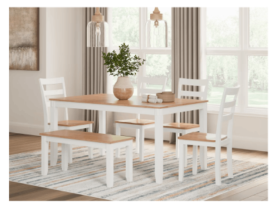 Signature Design by Ashley Gesthaven 6 Piece Dining Set in Natural/White - D398-325