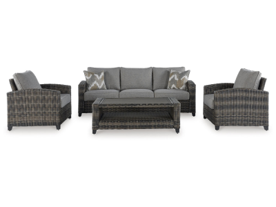 Signature Design by Ashley Oasis Court 4 Piece Outdoor Seating Set - P335-081