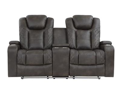 Taylor Power Loveseat with Console and Adjustable Headrests - M-9211BRG-2PWH