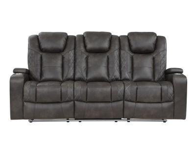 Taylor Power Sofa with Drop-down Table and Adjustable Headrests - M-9211BRG-3PWH