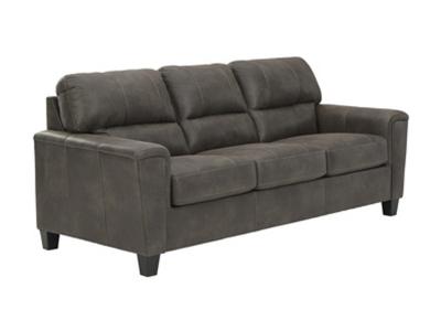 Navi Stationary Leather Look Sofa Smoke - 9400238 