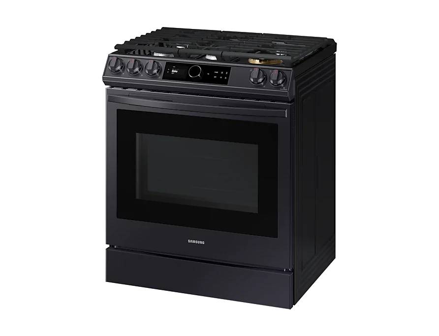 30" Samsung 6.0 Cu. Ft. Gas Range With True Convection And Air Fry In Black Stainless Steel - NX60T8711SG