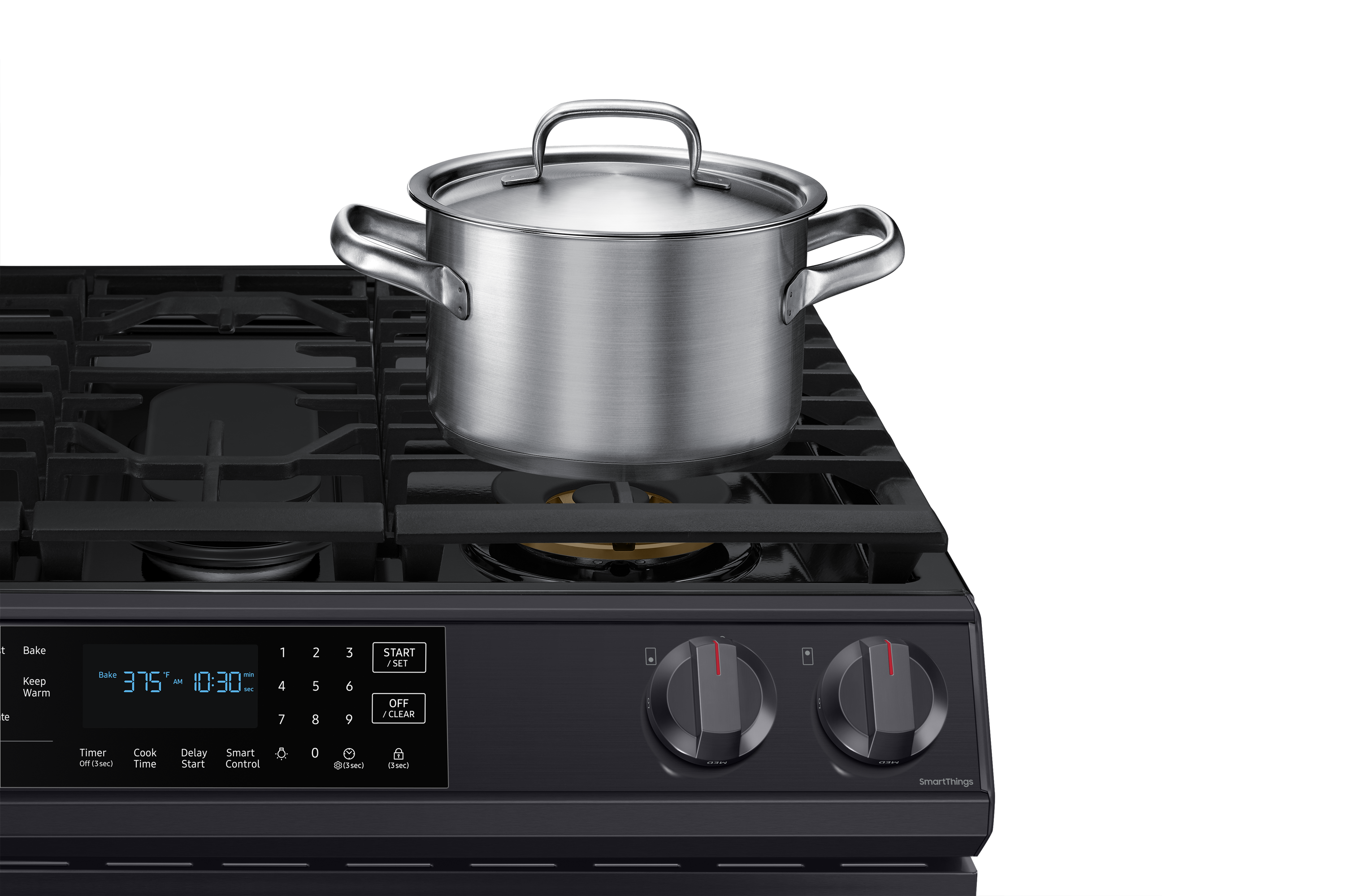 30" Samsung 6.0 Cu. Ft. Gas Range With True Convection And Air Fry in Black Stainless Steel - NX60T8511SG