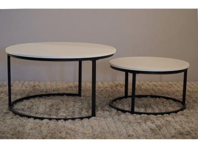 Bayside White Round Nesting Coffee Table  - BAYSIDE-NESTING-K