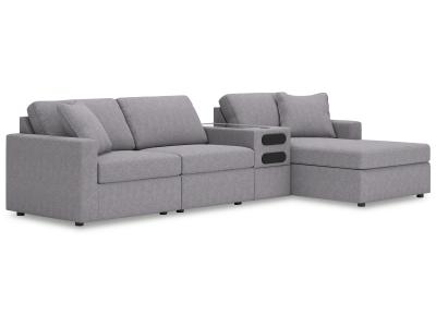 Modmax 4-Piece Audio Console Sectional with Chaise in Granite - 92104S37