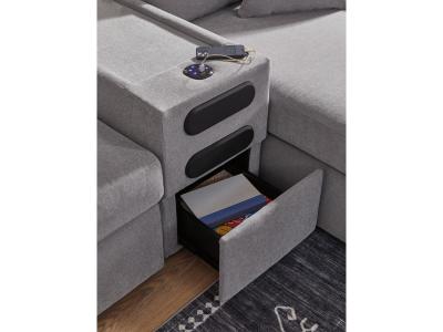 Modmax 4-Piece Audio Console Sectional with Chaise in Granite - 92104S37