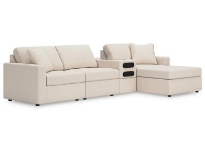 Modmax 4-Piece Audio Console Sectional with Chaise in Oyster - 92103S37