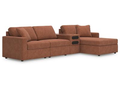 Modmax 4-Piece Audio Console Sectional with Chaise in Spice - 92102S37