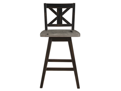 Amsonia Collection 24" Two-Tone Black X-Back Swivel Counter Height Chair - 5602-24BK