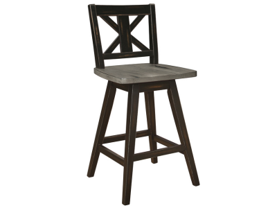 Amsonia Collection 24" Two-Tone Black X-Back Swivel Counter Height Chair - 5602-24BK