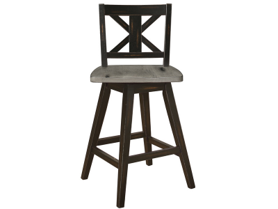 Amsonia Collection 24" Two-Tone Black X-Back Swivel Counter Height Chair - 5602-24BK