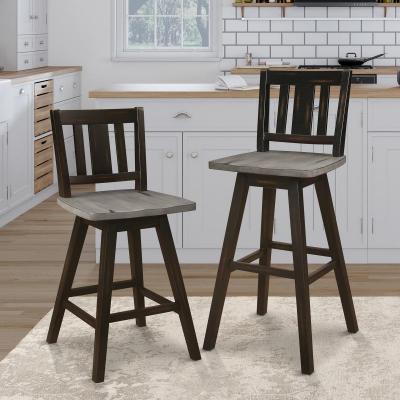 Amsonia Collection 29" Two-Tone Black Slatback Swivel Pub Height Chair - 5602-29BKS2