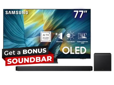 77" Samsung 4K AI TV + Q-series Soundbar Bundle - QN77S95FAFXZC-HW-Q800F/ZC