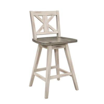 Amsonia Collection 24" Two-Tone White X-Back Swivel Counter Height Chair - 5602-24WT