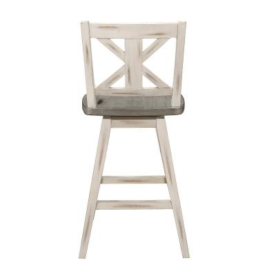 Amsonia Collection 24" Two-Tone White X-Back Swivel Counter Height Chair - 5602-24WT