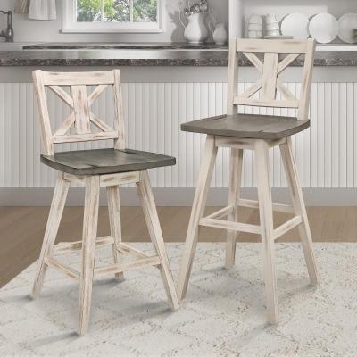 Amsonia Collection 24" Two-Tone White X-Back Swivel Counter Height Chair - 5602-24WT