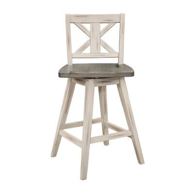 Amsonia Collection 24" Two-Tone White X-Back Swivel Counter Height Chair - 5602-24WT