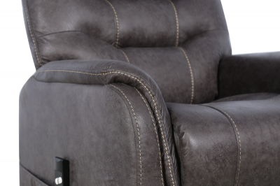 Mazin Furniture Hughes Polished Micro Power Lift Chair in Grey - 99976DGY-1LT