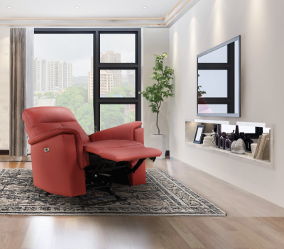 Mazin Furniture Power Glider Leather Match Recliner in Red - M-9620PRED-1G