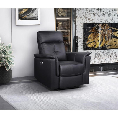 Mazin Furniture Power Glider Leather Match Recliner in Black - M-9620PBLK-1G