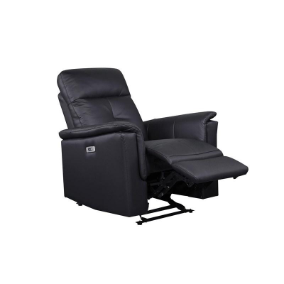 Mazin Furniture Power Glider Leather Match Recliner in Black - M-9620PBLK-1G