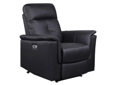 Mazin Furniture Power Glider Leather Match Recliner in Black - M-9620PBLK-1G